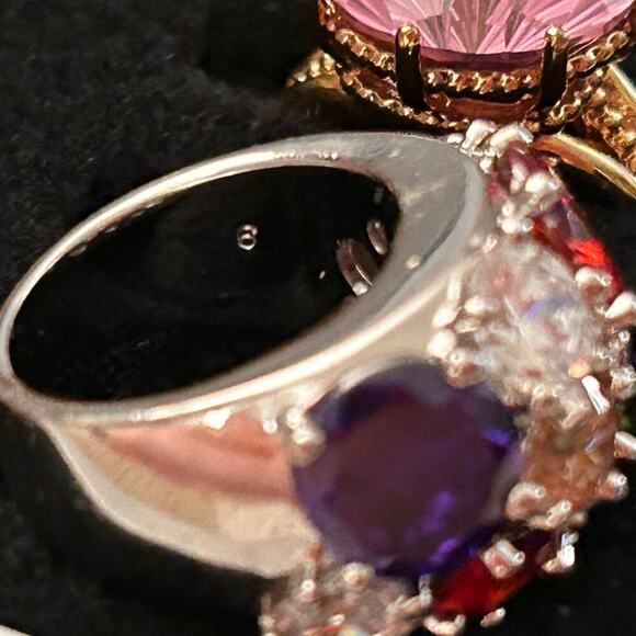 NWT-NVC Nataliya V Collister Cubic Zirconia MultiColor Silver Tone Dome Ring 8 - Picture 4 of 4